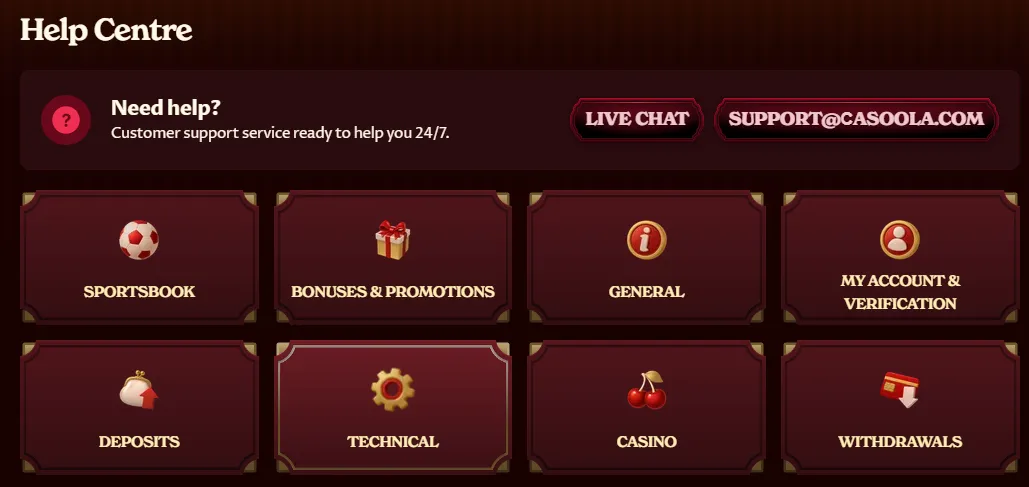 Casoola Casino Help Centre