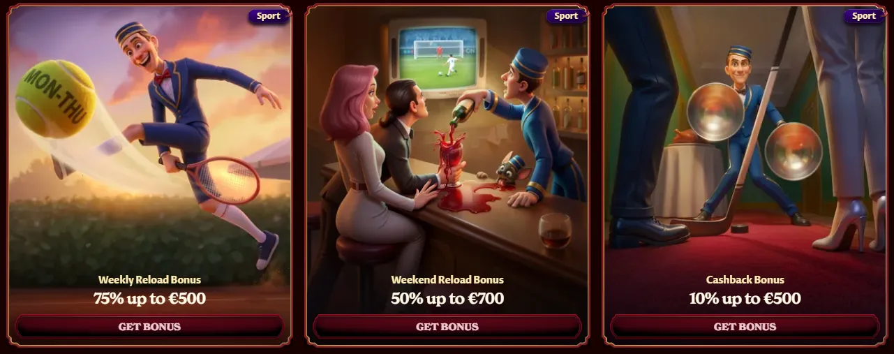 Casoola Casino sport promoties: weekly reload, weekend reload, cashback
