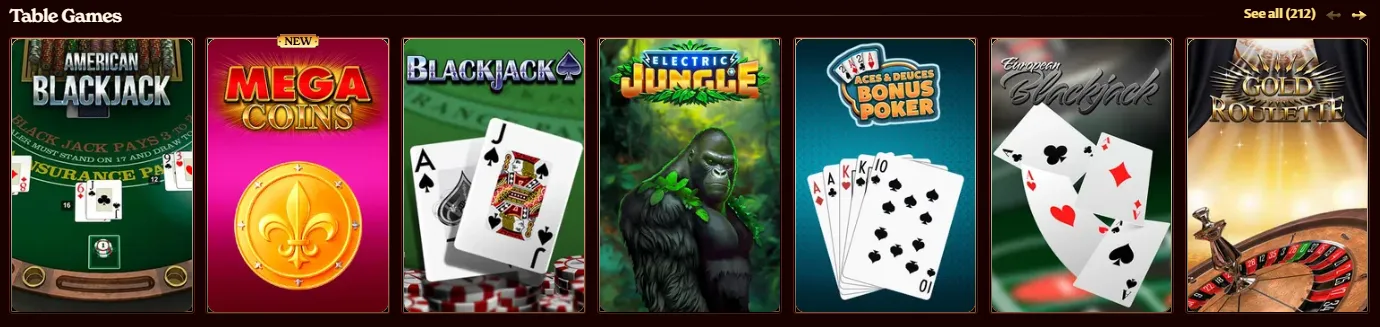 Casoola Casino Table Games