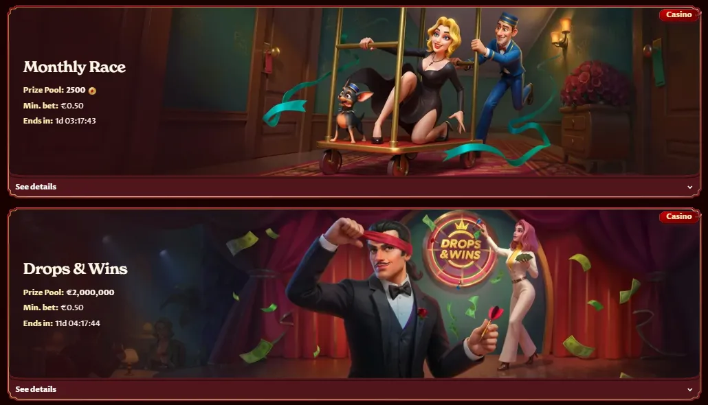 Casoola Casino toernooien: Monthly Race en Drops & Wins